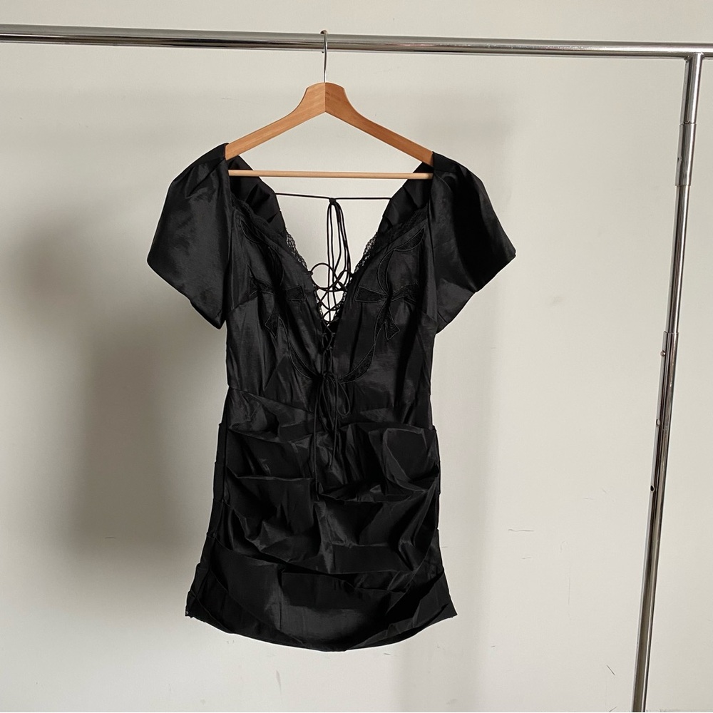 $298 NWT Black For Love And Lemons “Singrid” Bodycon Mini Dress Sz Medium - Picture 3 of 9